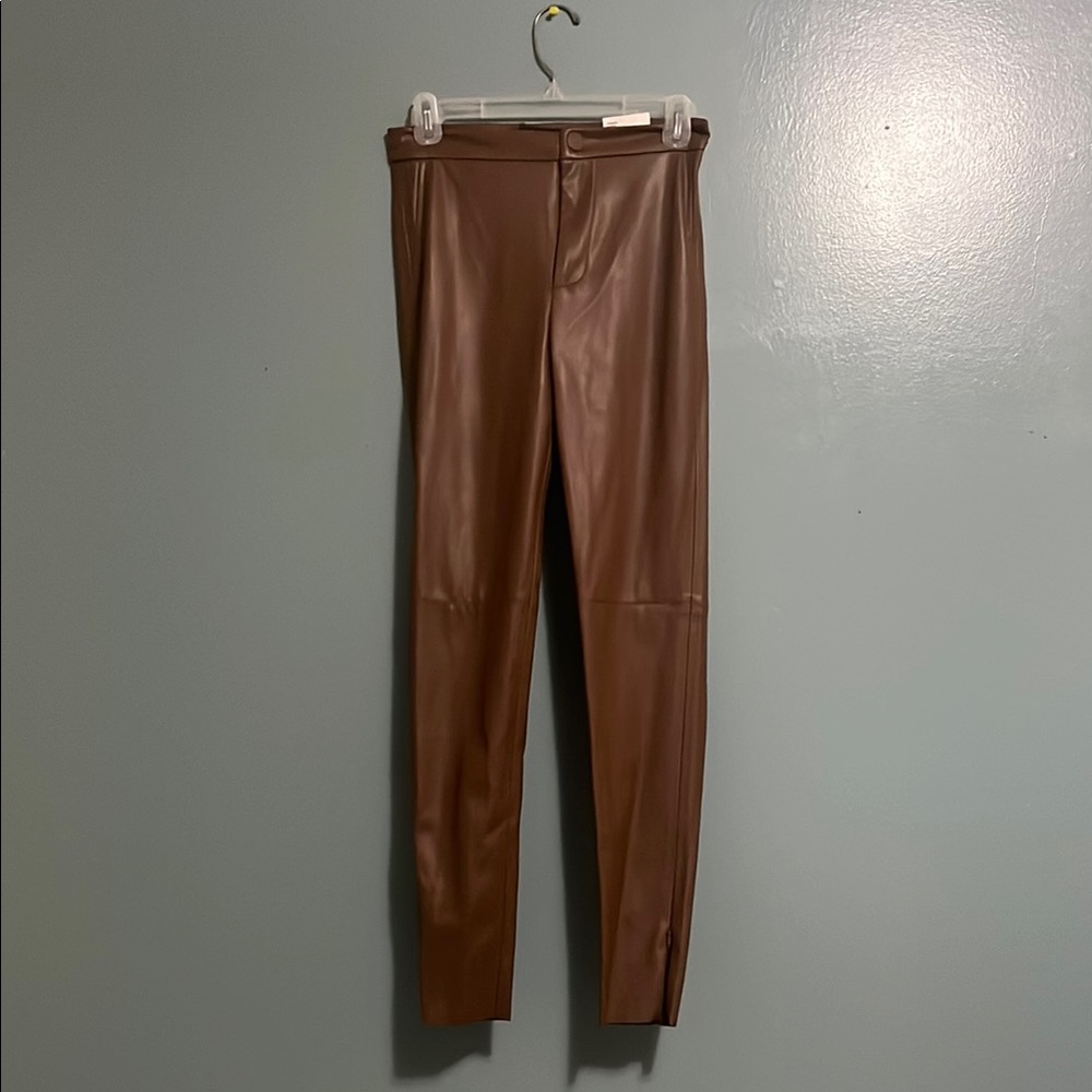 Zara Brown Skinny Leather Pants